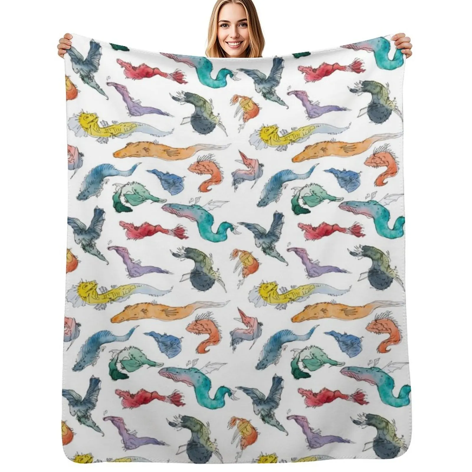 Manta Polar Dragon Tile para saco de dormir de invierno, mantas peludas