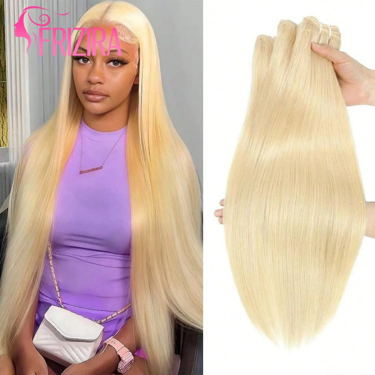 Paquetes de Cabello Humano Rubio 613, Paquetes Lisos 613 Sin Procesar, Cabello Virgen Brasileño Grado 12A, 1-4 Paquetes de Cabello Humano Rubio 613