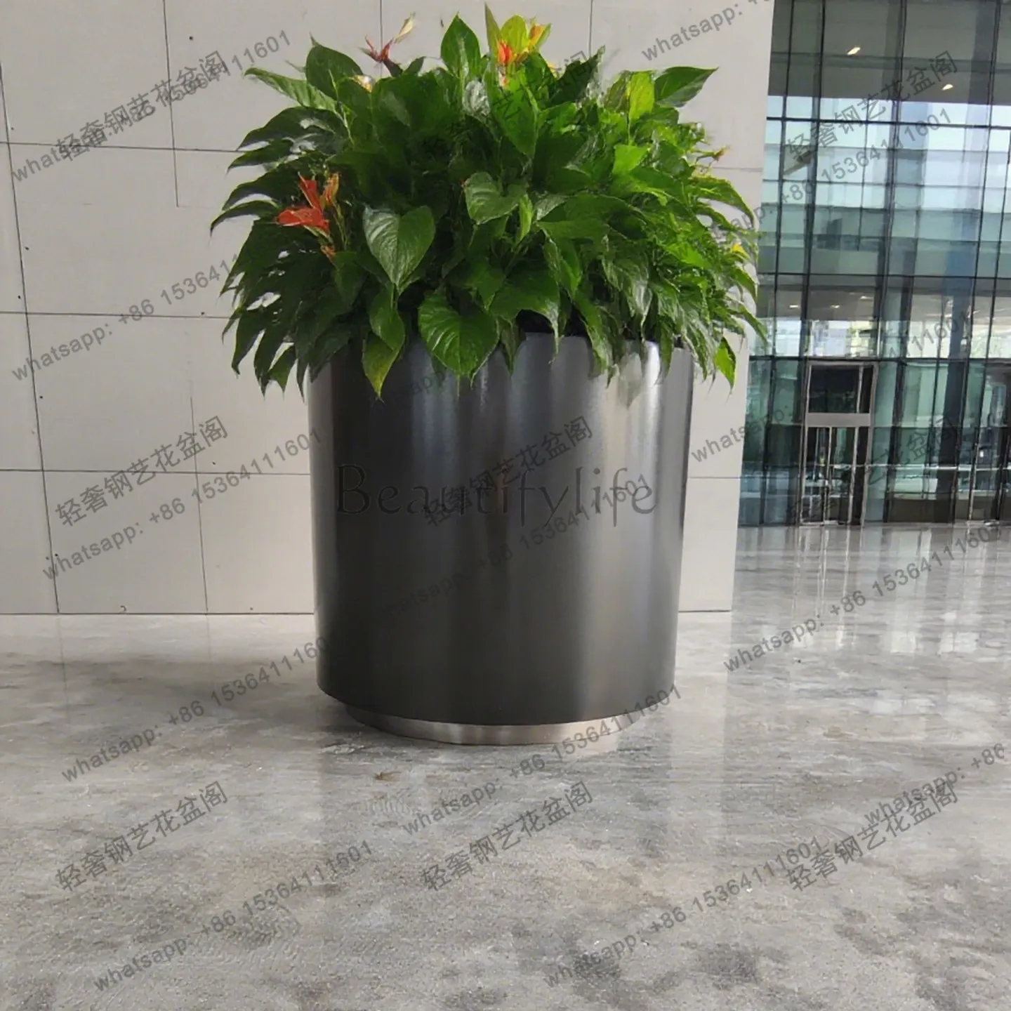 Stainless steel paint floor-to-ceiling flower device is suitable for office buildings, shopping malls,  and living rooms