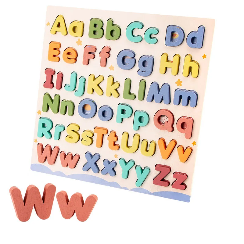 나무 알파벳 맞추기 퍼즐 – 어린이를 위한 대문자 및 소문자 글자 게임, 조기 학습 문해력 장난감