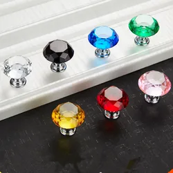 6pcs 30mm Diamond Shape Design Crystal Glass Knobs Cupboard Pulls Drawer Knobs Kitchen Cabinet Handles Furniture Handle