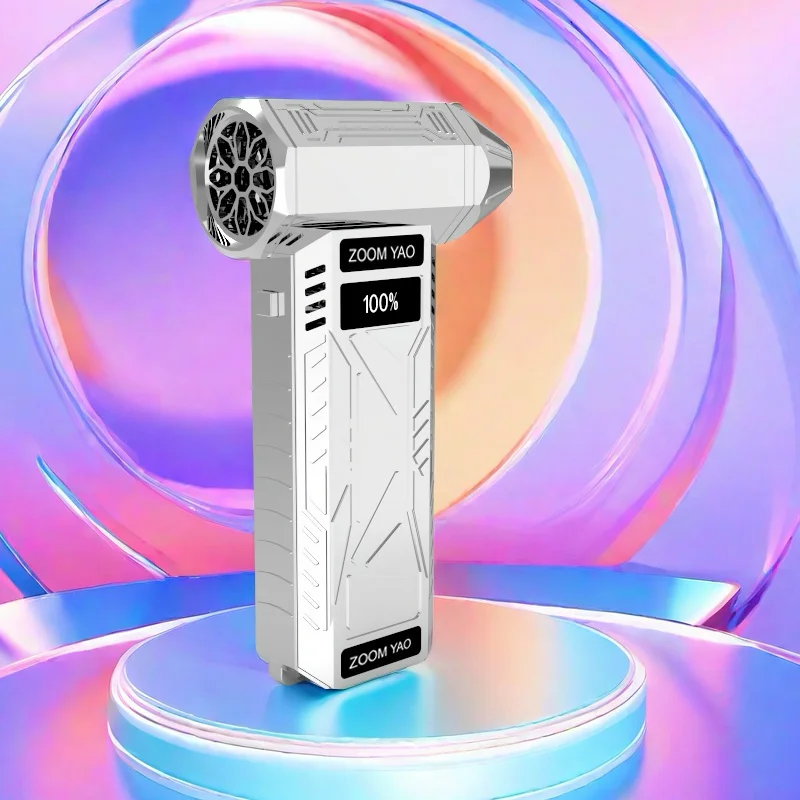 

Высокоскоростной портативный турбинный вентилятор со светодиодной подсветкой, четыре регулируемых настроек скорости и цифровым дисплеем. Фен, осушитель, ан