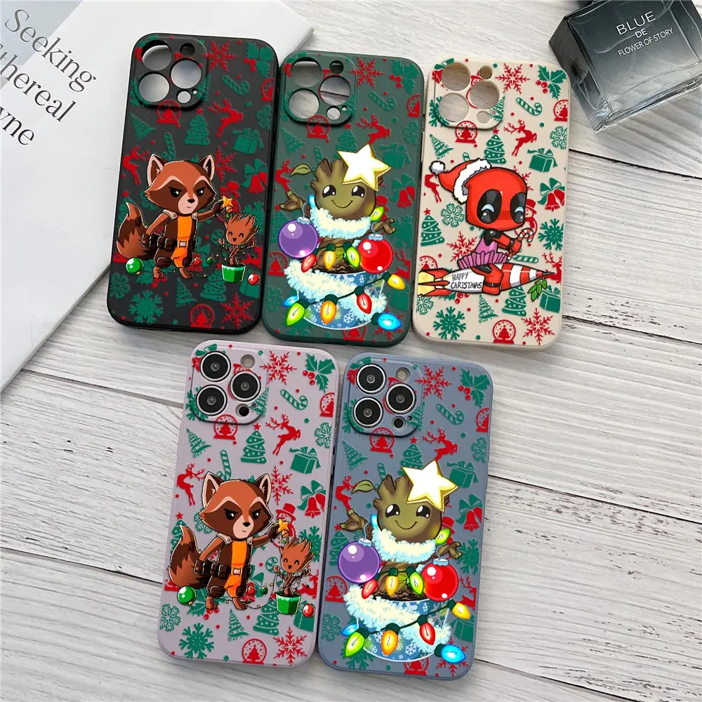 

Rocket Raccoon Groot Christmas Phone Case For iPhone 17 16 15 14 13 12 11 Pro Max Cases For iPhone 17 Air 16 Plus 16E Back Cover