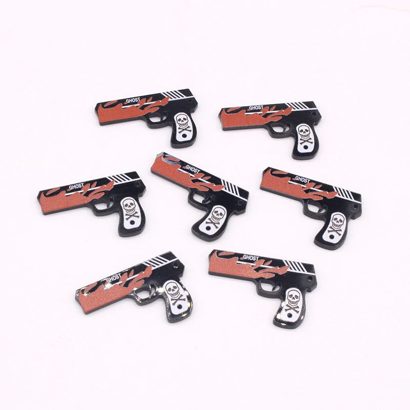 10pcs/pack Cool Punk Mini Pistol Acrylic Charms Funny Small Handgun Pendant For Earring Bracelet Keychain DIY Jewelry Make