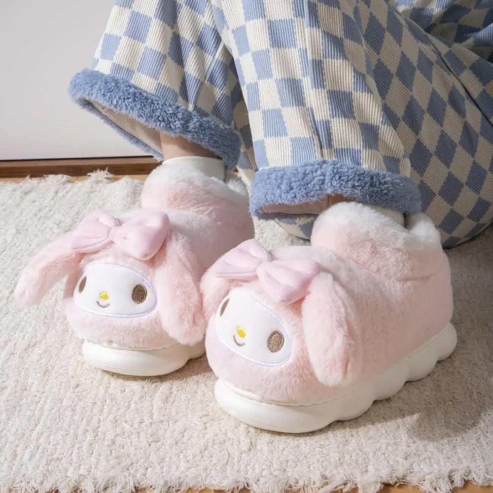 Kuromi My Melody Hello Kitty Slippers Lovely Cotton Shoes Cinnamoroll Sanrio Kawaii Home Shoes Warm Indoor Shoes Kids Girls Gift