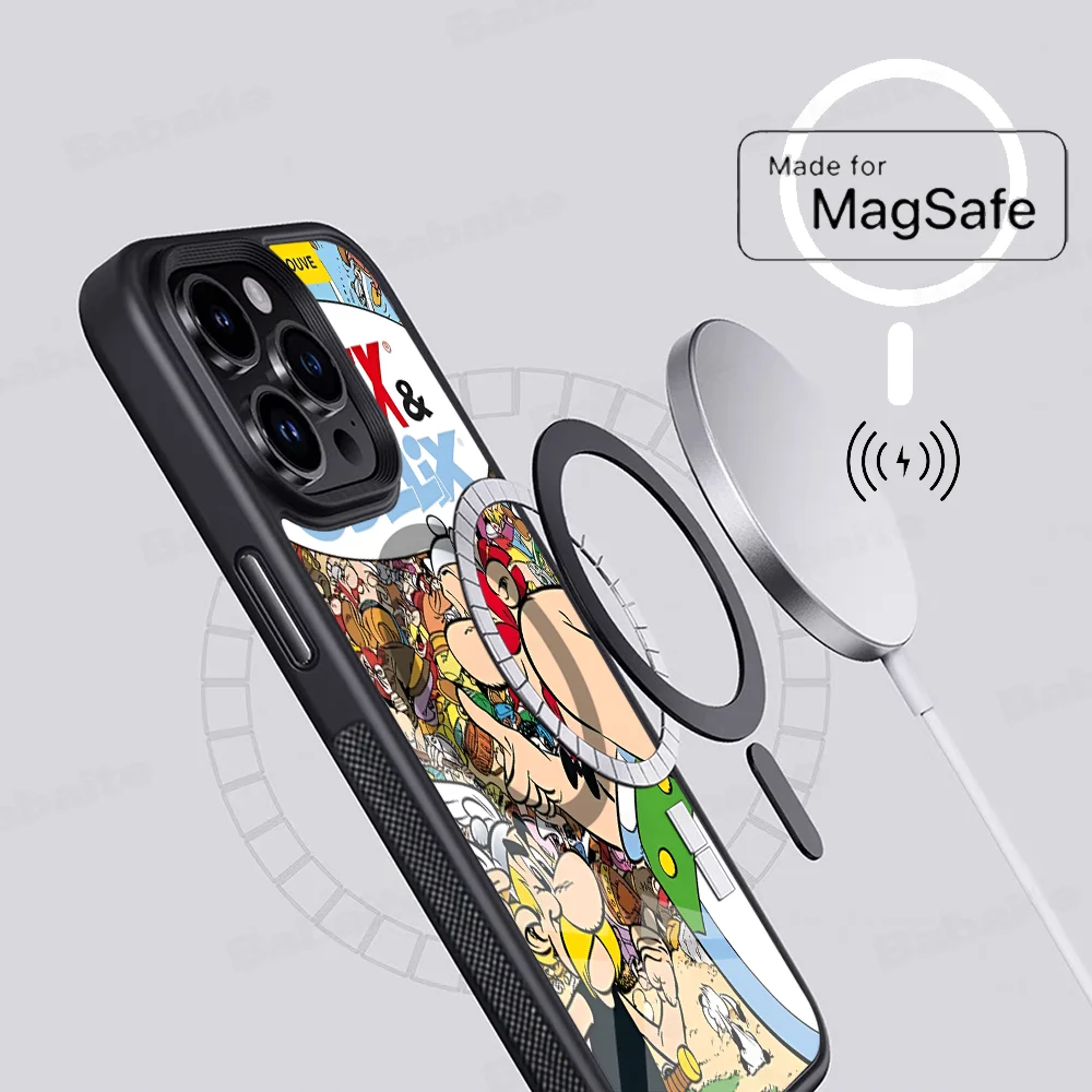 A- Asterix O-Obelix Phone Case Magesafe Magnetic Wireless Charge Case For IPhone 16 11 12 13 14 15 Pro Max Plus Mini #3