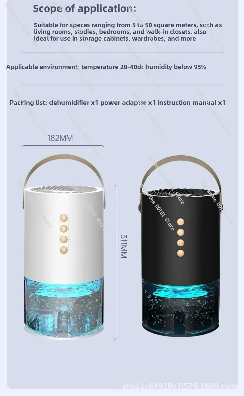 Portable Mini Dehumidifier for Home, Small Moisture Removal Dryer for Bedroom Living Room Closet