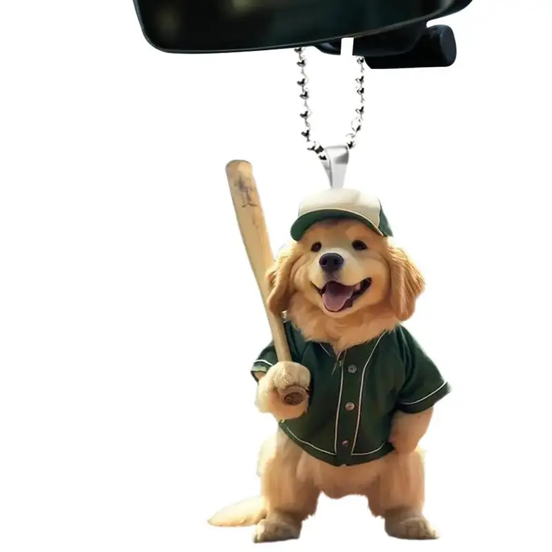 

Cute 2D Dog Swinging Retriever Rearview Mirrors Pendant Car Hanging Ornaments Car Decoration Accessories Gifts For Women Men