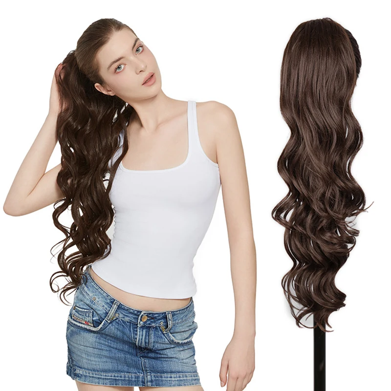 

Julianna Wholesale Long Synthetic Natural Wave Ponytail Extension Perfect Drawstring Hair Extensions Curly Wavy Natural Hair