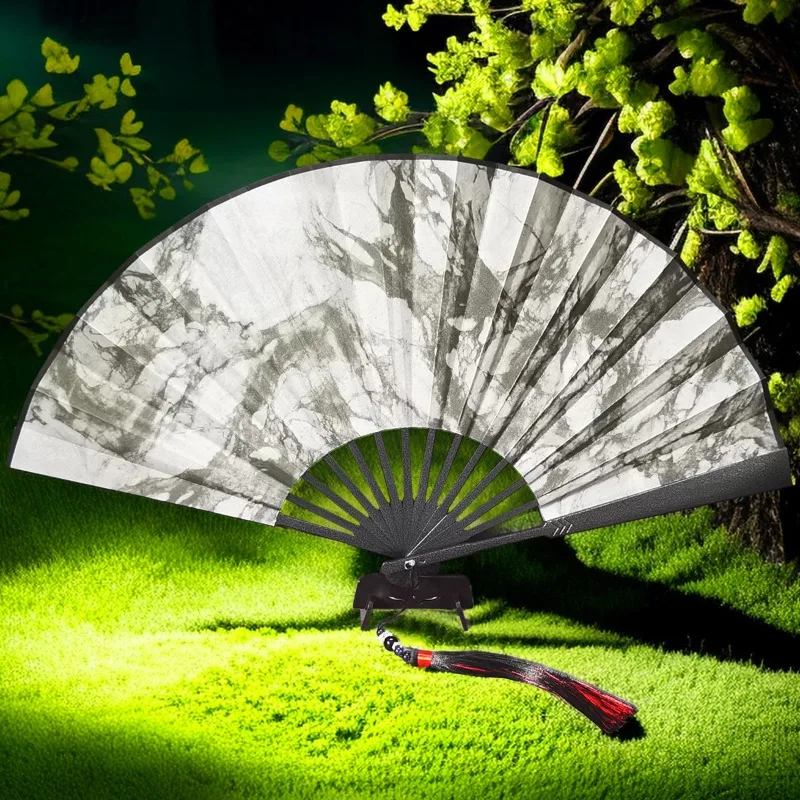 9 Inch Folding Fan Antique Tang Style Alloy Chinese Style Male and Female Antique Literati Kung Fu Fan
