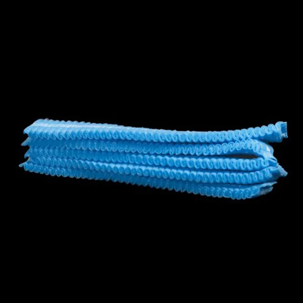 100 قطعة قبعات الاستحمام القابل للتصرف الأزرق 19 سنتيمتر مقاوم للماء مادة البولي ايثيلين لمختبر المستشفى استخدام قبعات الدش لمرة واحدة النساء الشعر المرن