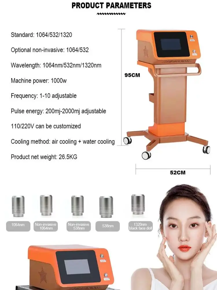 Pico Laser Q Switched Tattoo Removal Machine Portable 1064 532 755nm Nd Yag Laser for Salon Beauty Tightening Equipment