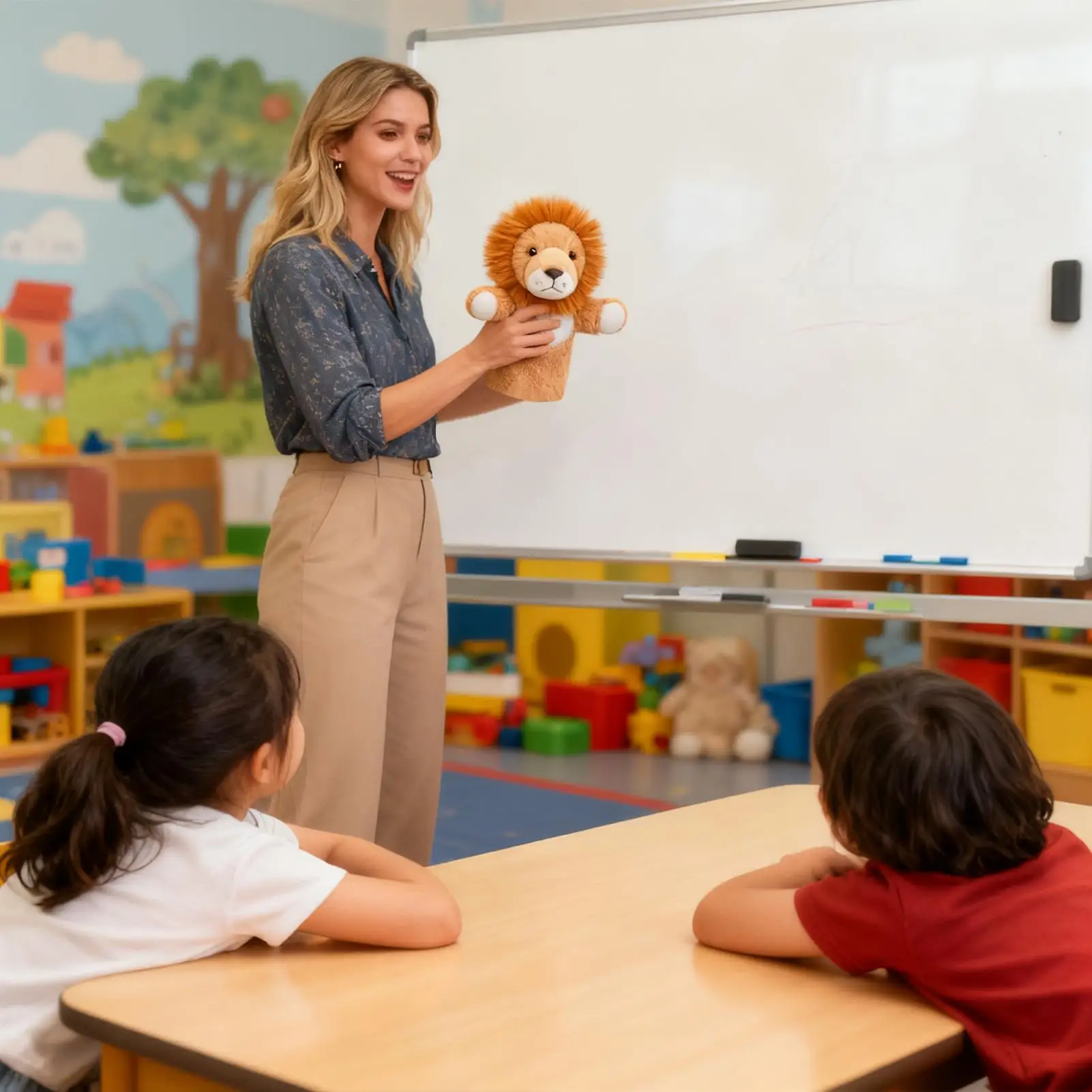 Fantoches de mão de animais para crianças, leão de pelúcia, girafa, brinquedos de contar histórias, performance de palco, fantoches de mão para meninos, meninas, pais, professores