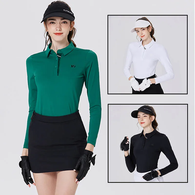 Blktee Golf Women's New Breathable Shirts Spring Long Sleeve Polo Collar Top High-Quality and Versatile Leisure Sports T-shirts