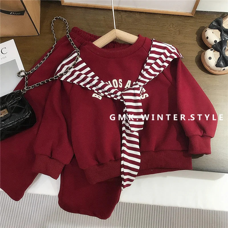 

Girls' Autumn Outfit Set Shawl Sweatshirt Long Pants Baby Autumn Clothes Stylish Girl Spring Autumn Top Pants