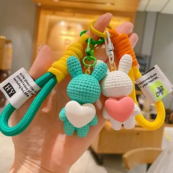 Cartoon Resin Peach Heart Color Rabbit Keychain Cute Trendy Fashion Car Key Chain Couple Bag Pendant Keyring Hanging Jewelry