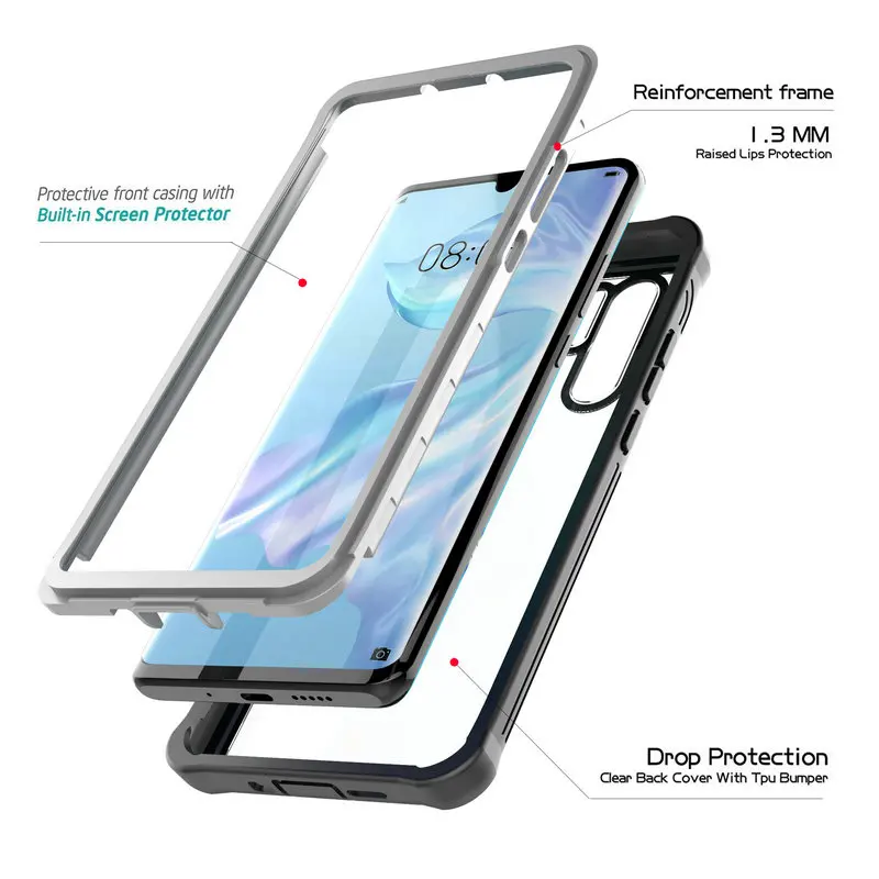 For Huawei P30Pro Crystal Case Funda Huawei P30 Pro Case VOG-L29 Clear Back Cover for Huawei P30 Case ELE-L09 360 Protection