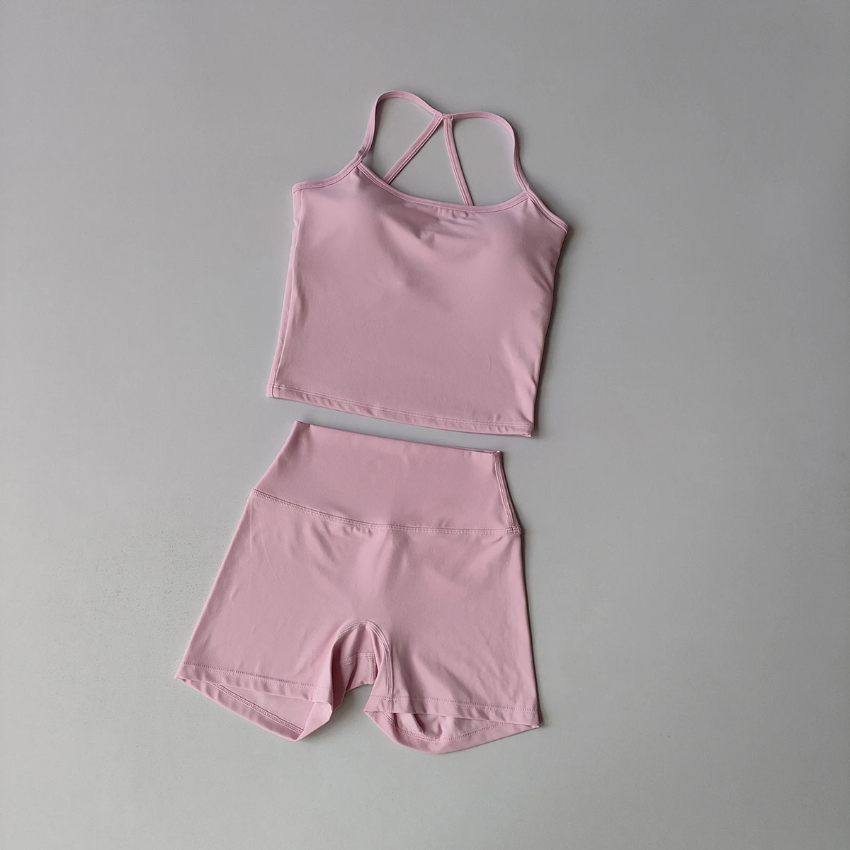 Langes Trägerloses Top-Set Yoga Gym Set Nahtloser Rückenfreier Sport-BH Tops Tanktop Hüftlift-Leggings Gym-Shorts-Sets Sportset – Detail 19