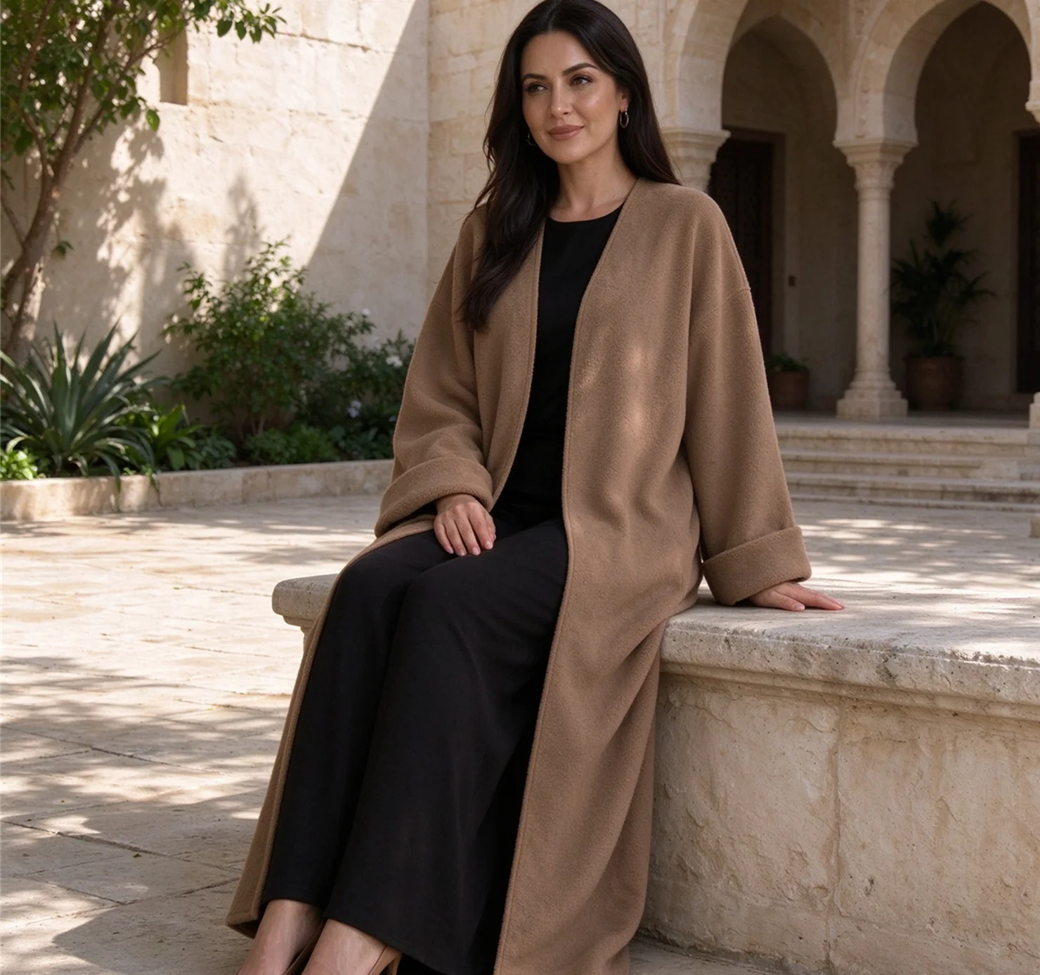 Warm Winter Women Loose Abaya Thick Open Front Cardigan Autumn Dress Kaftan Turkey Arab Robe Ladies Casual Outerwear Islamic