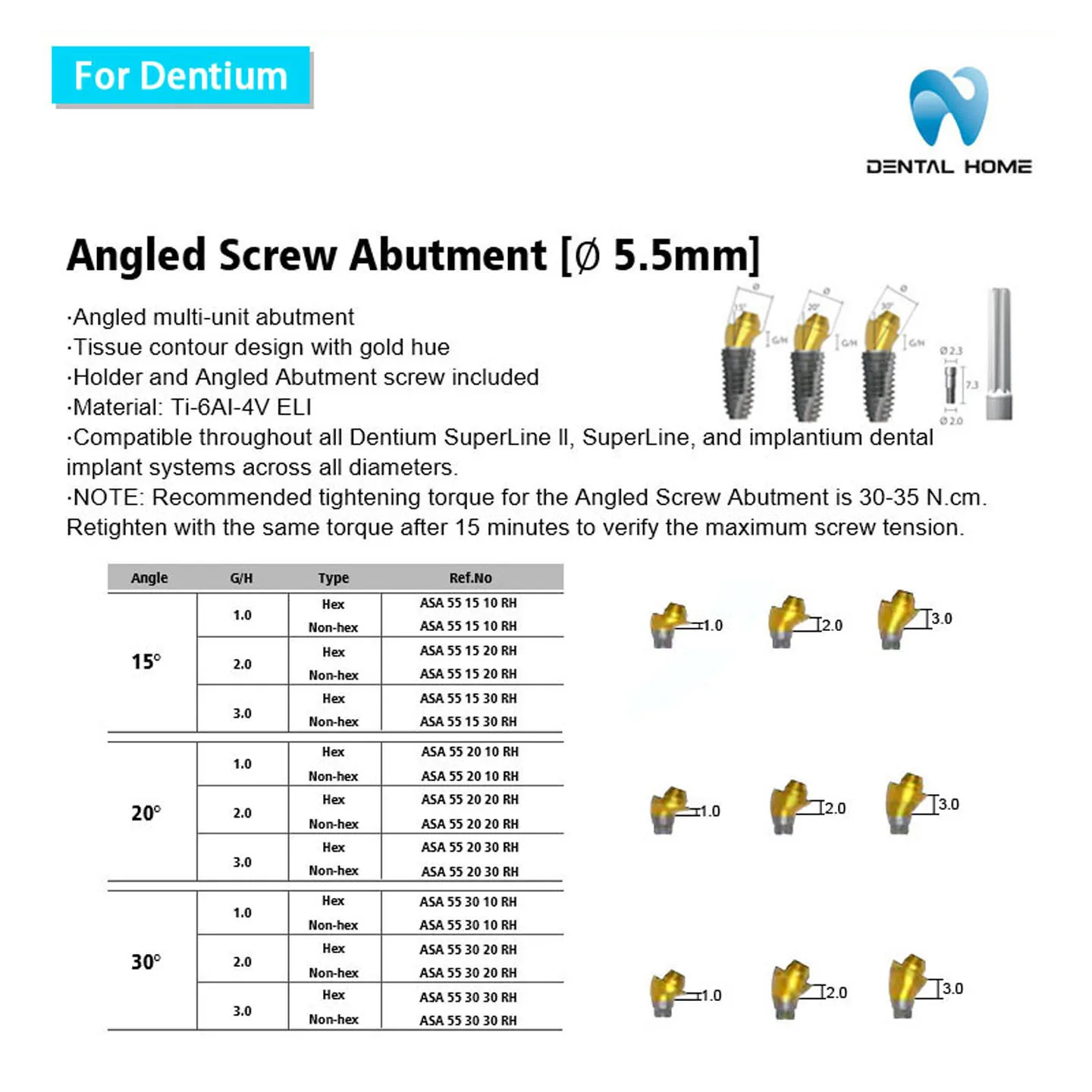 For Dentium Multi-Unit Angled Abutment Dental Implant Hardware for Professional Use