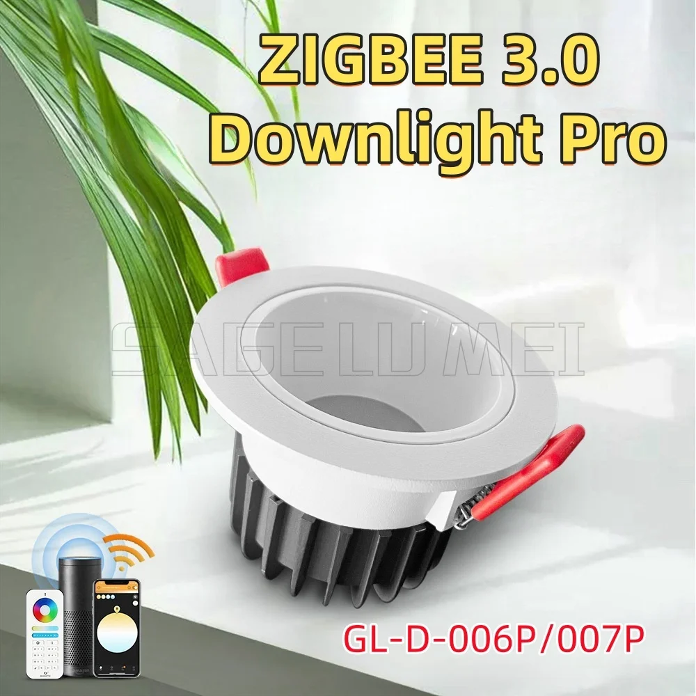 GL-D-006P/007P Gledopto LED Downlight Pro 6W/12W Zigbee 3.0 Smart RGBCCT Waterproof Work With Tuya APP/Voice/RF Remote Control