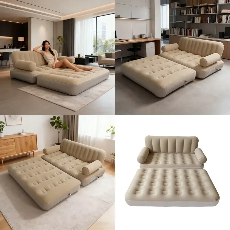 Outdoor Camping Folding Inflatable Sofa With Heightened Backrest and Automatic Thickening for Napping Home Inflatable Sofa
