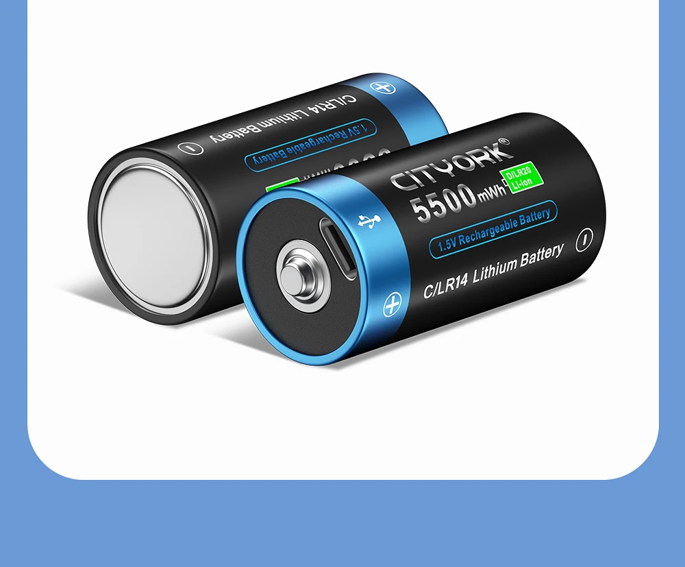 CITYORK 1,5 V R14 LR14 Akku C-Batterien Li-Ion Typ-C USB-Aufladung für Taschenlampe Gaskocher 100 % Original – Detail 15