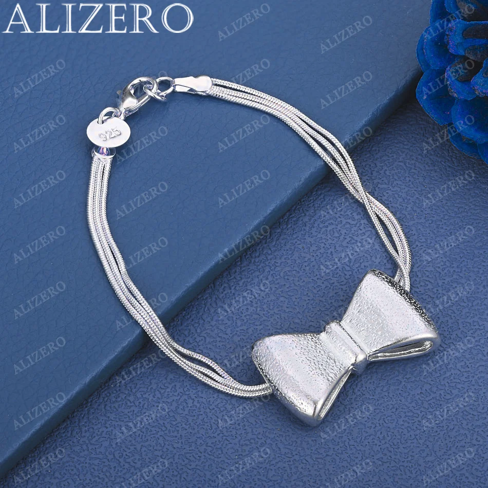

ALIZERO 925 Sterling Silver Big Bowknot Bracelets For Women Trend Birthday Gifts Fashion Party Fine Jewelry