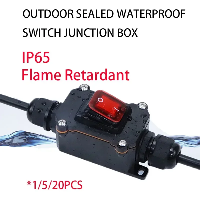 IP65 Sealed Waterproof Auto Boat Marine Rocker Switch with LED outdoor junction box Inline Power Cord on off 16A 12V-24V/220V