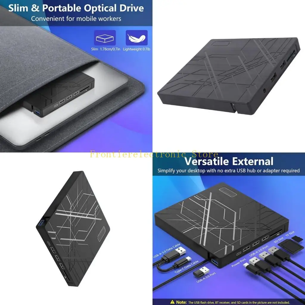 G8DB External Dvds Drive With USB3.0 Type C Double Port Highly Speed Burning Reading