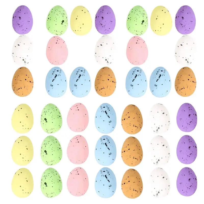 Pequeños huevos de Pascua de espuma 100X huevos decorativos de Pascua en miniatura moteados puntos coloridos pequeños huevos de espuma huevos de Pascua para manualidades