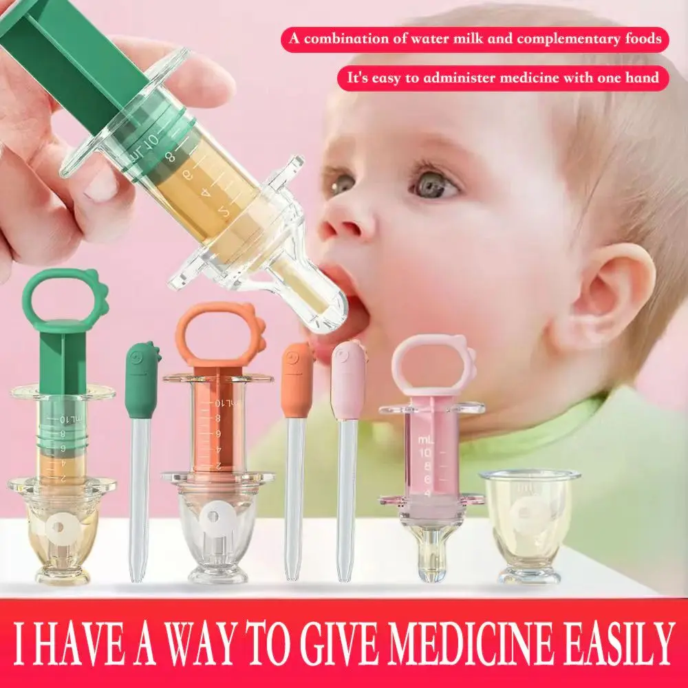 4pcs Set Portable Baby Training Feeder Prevent Choking Soft Tip Medicine Feeder Liquid Food Supplement Medicine Dispenser