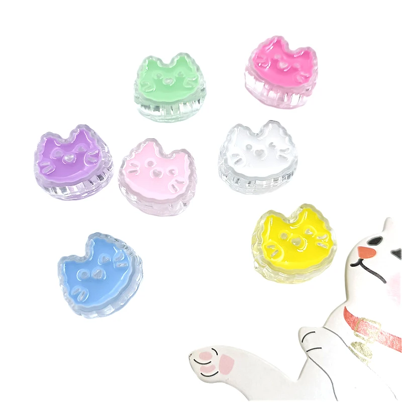5Pcs 18mm*20mm Cute Transparent Enamel Cats Beads Handcrafted for DIY Kids Girls Necklace Bracelet Pendant Jewelry Accessories