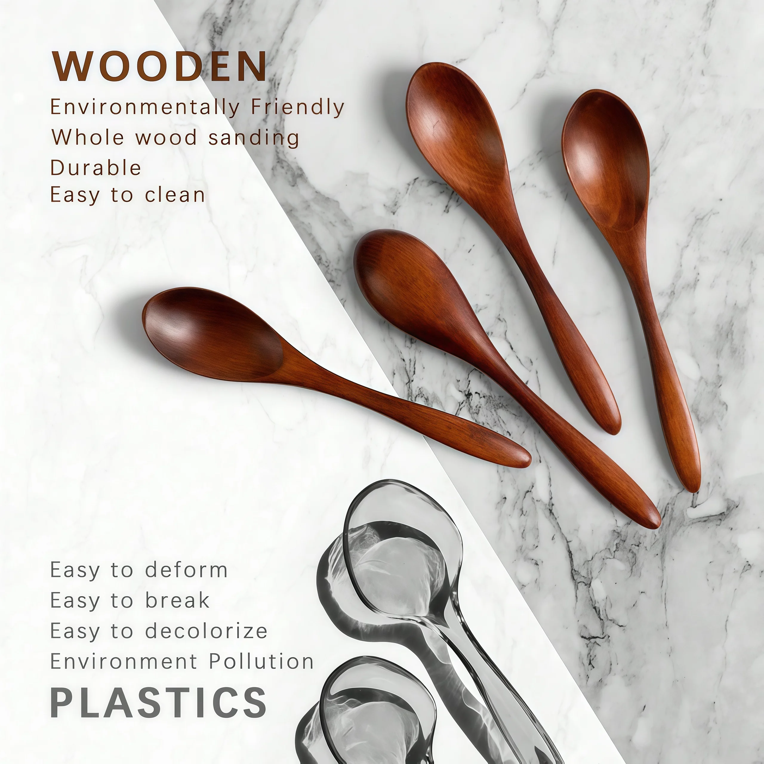 4/8 Pcs Wooden Soup Spoons, 4. - огляд і ціна Prefer Coffee To Tea