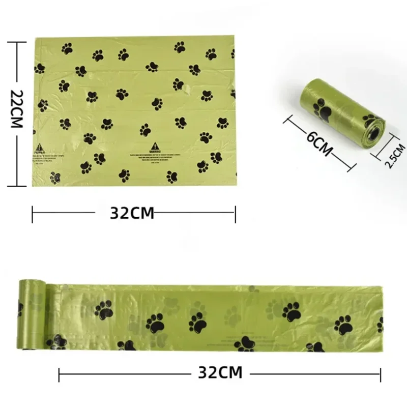 36 Rolls/42Rolls Pet Dog Excrement Bag, Biodegradable, Thickened, Portable Paw Printed, Small Cat Litter Bag, Outdoor Use