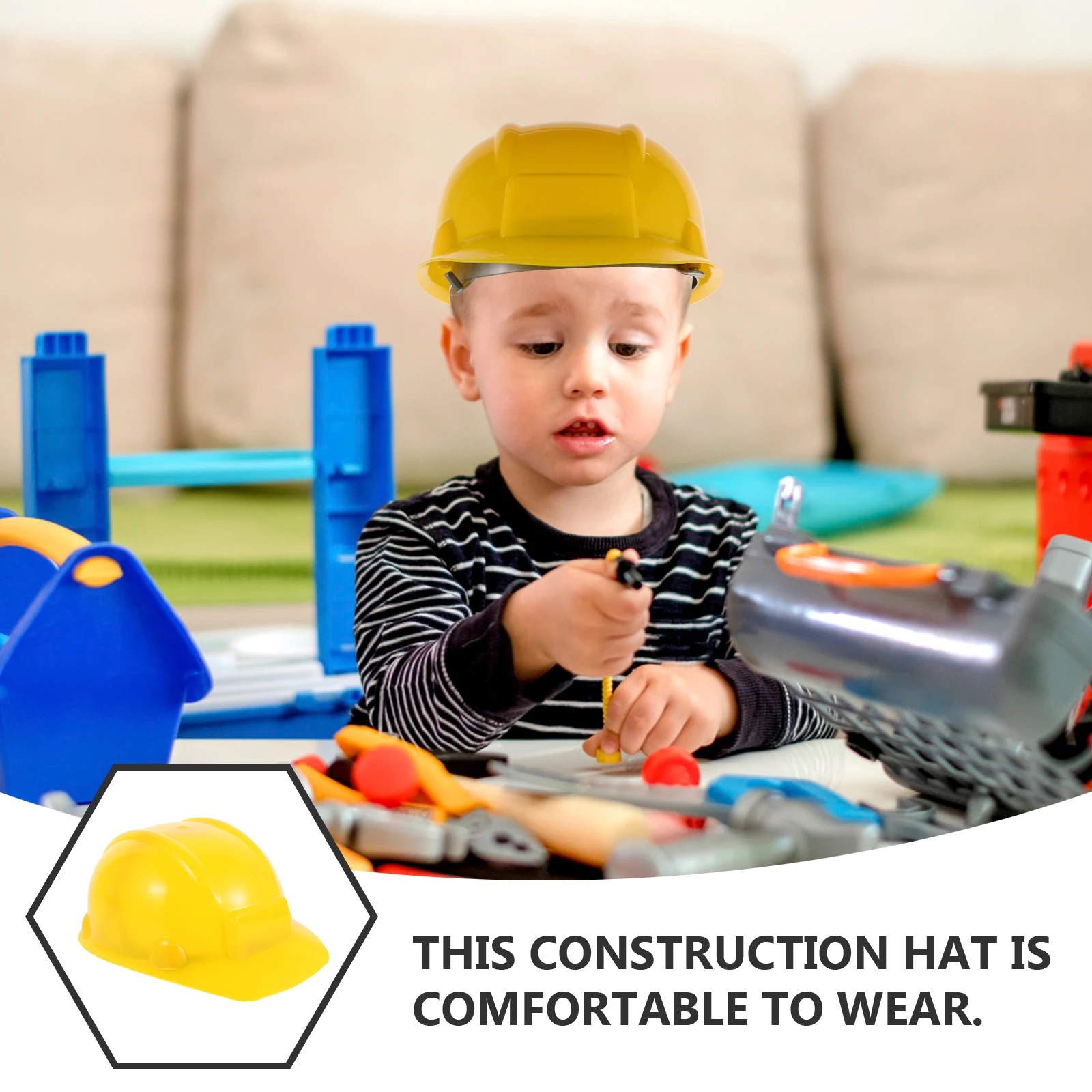Simulation Role Play Game Toy Gear Fireman Helmet Fire Fighter Hat Kid Cosplay Set Toy Kids Construction Hard Hat Yellow Plastic