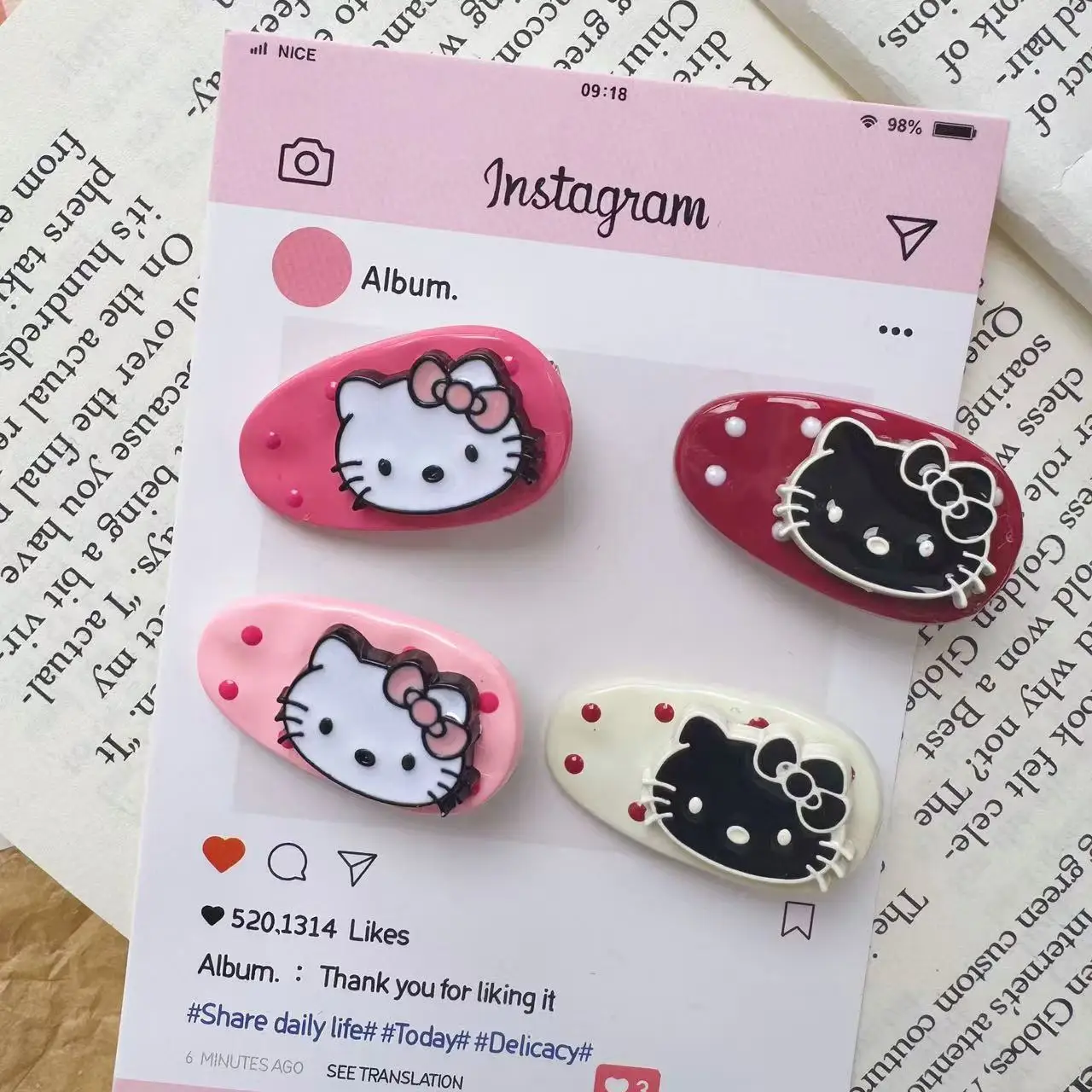 4 buah klip rambut HelloKitt lucu Sanrio klip jepit rambut pelajar hiasan kepala