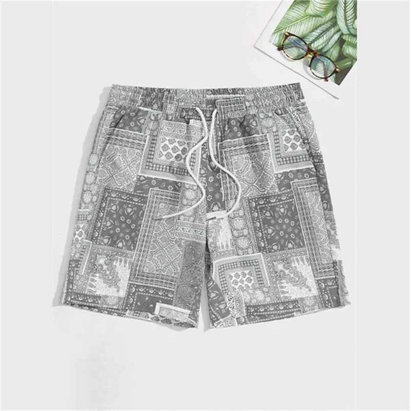 Trend Bandana Graphic Beach Short For Men Summer Fashion 3D Printed Swim Trunks Loose Casual Streetwear Hawaiian Short Pants