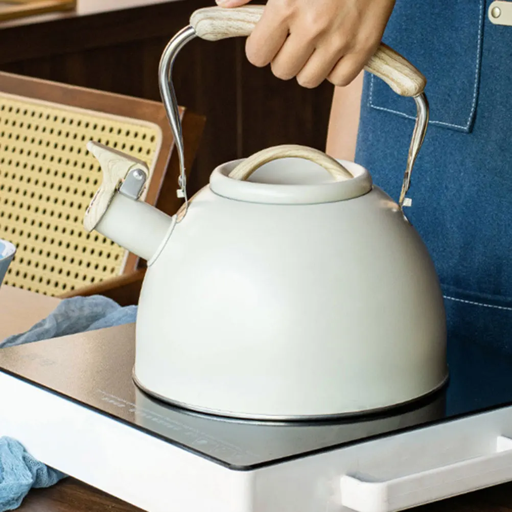 

Stainless Steel Whistling Kettle Daily Use Water Tea Pot Portable Handle Design Conduction Corrosion Resistance
