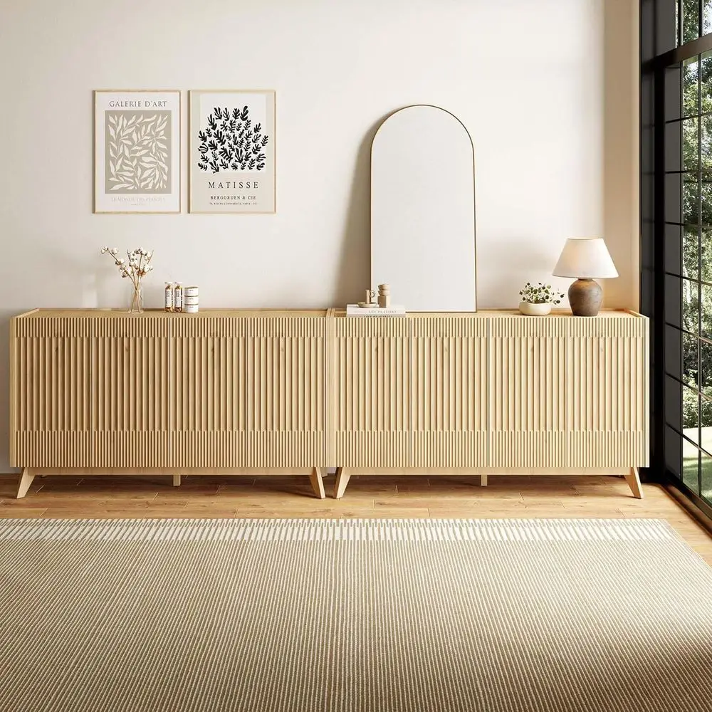 

Широкий буфет из натурального дуба 60 с 2 выдвижными столами и регулируемыми полками для гостиной, кухни или столовой