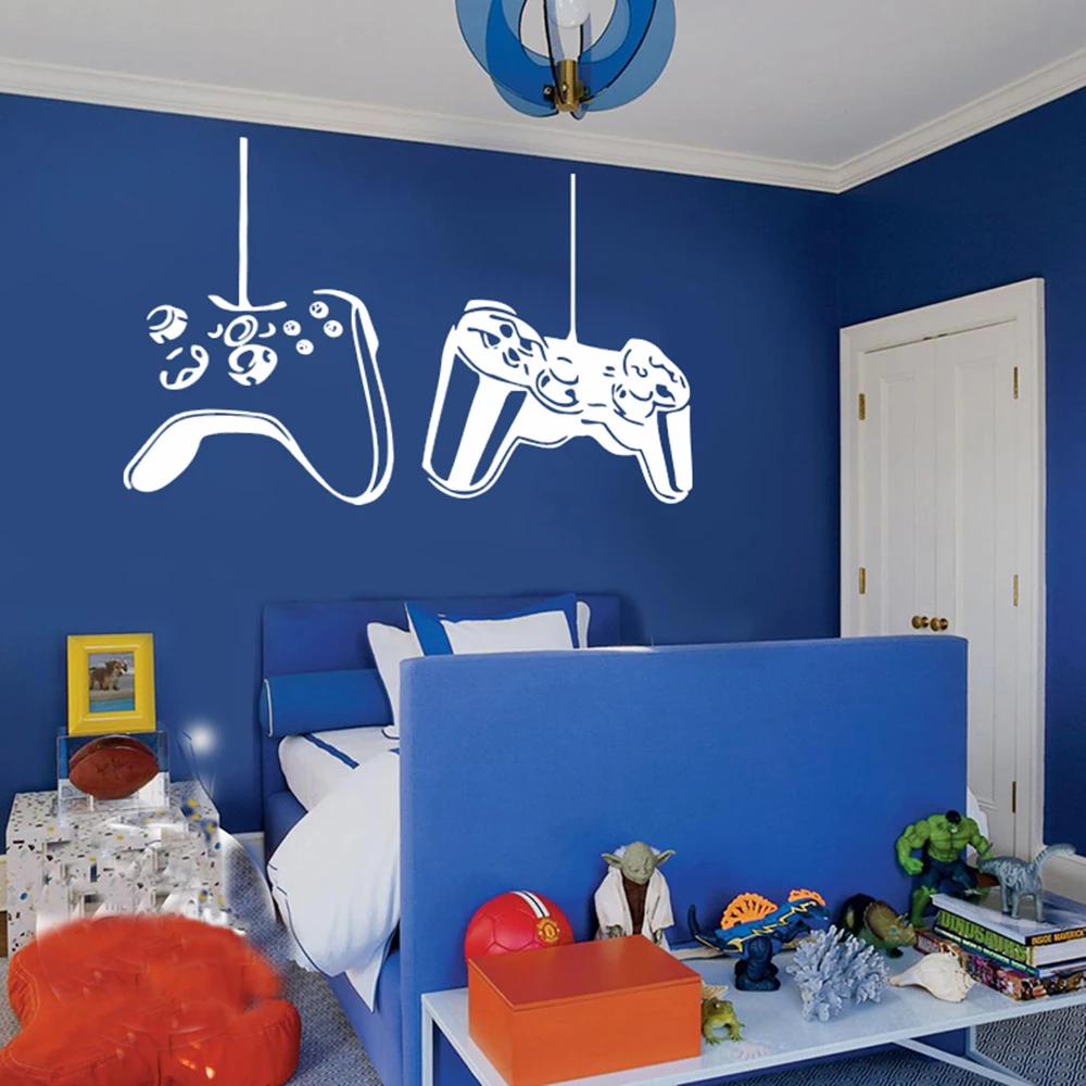 

2Pcs Game Controllers Gampad Wall Sticker Playroom Teen Xbox Ps Video Gaming Zone Wall Decal Bedroom Vinyl Home Decor