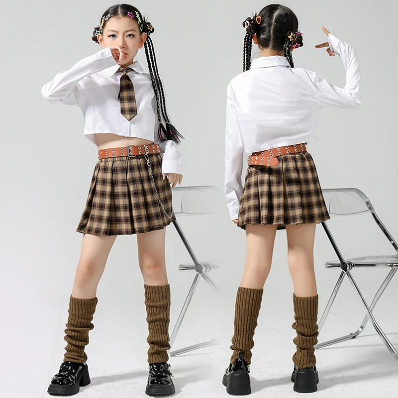 Girls Cheerleading Uniform JK Jazz Dance Costume Children Street Dance Performance Wear Festival Clothing Kpop Outfit DL11327