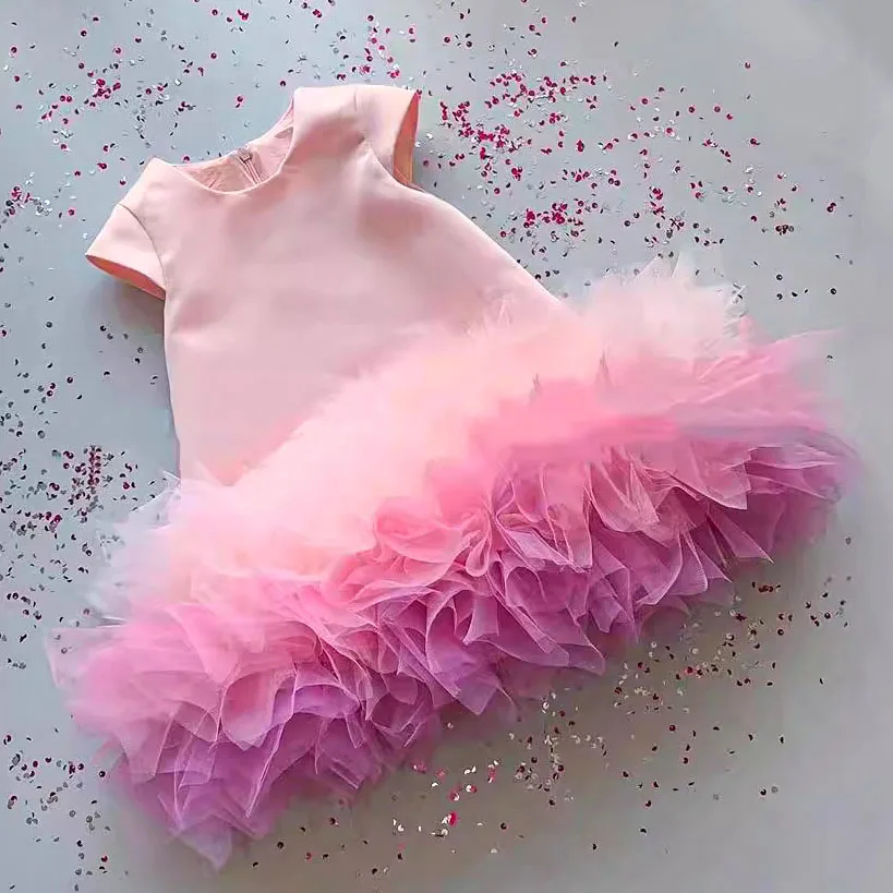 

Baby Girl Princess Dress Multi Color Rainbow Summer Dress Teenager Girl Party Sequined Clothing Children First Communion Dress