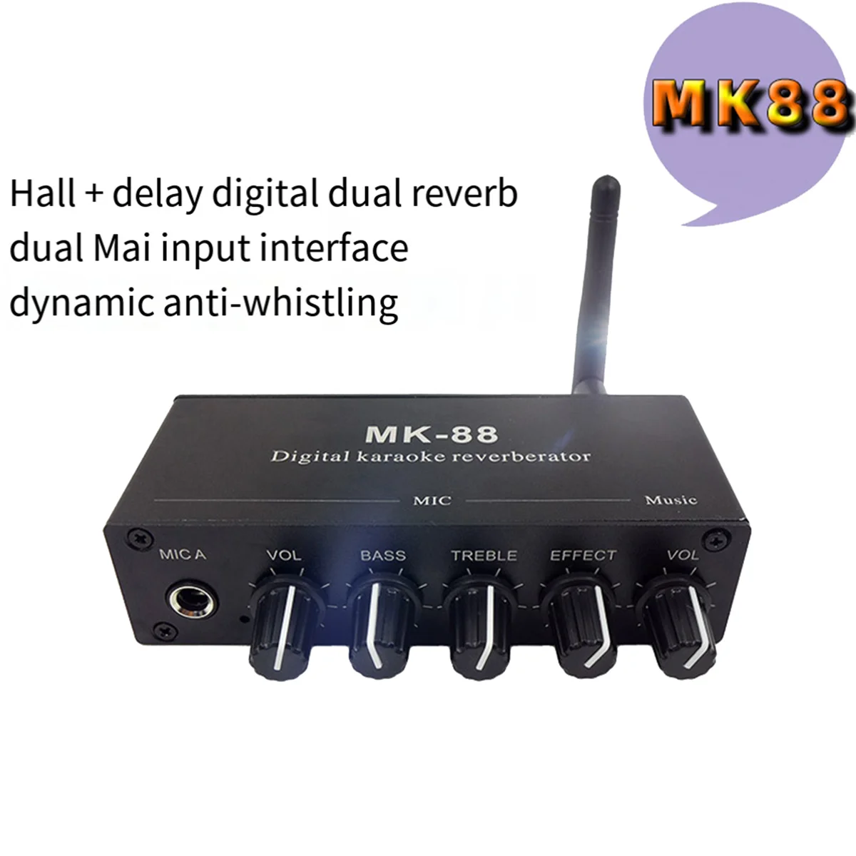 MK-88 6.5mm Microphone Reverb Effect Bluetooth Coaxial Decoder Stereo Preamplifier Audio Amplifier Mixing Board