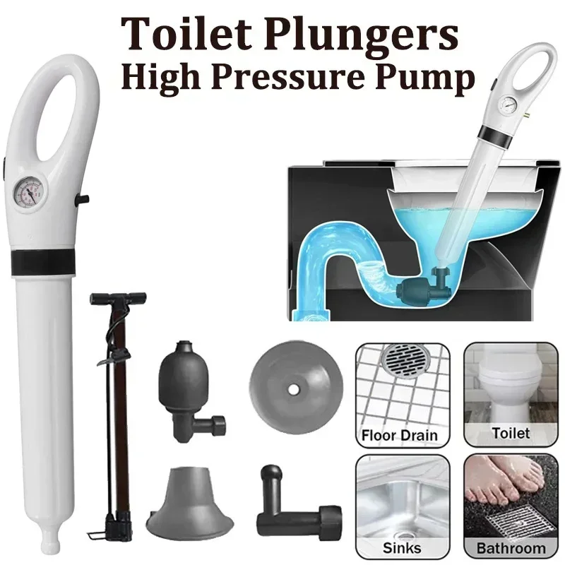 High Pressure Toilet Plunger Drain Blaster Sewage Pipe Dispenser Air Drain Cleaner Toilet Drill Gun Manual Pneumatic Dredge Tool