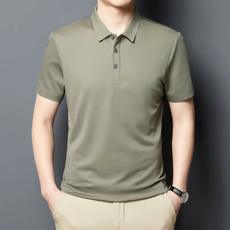 

New Summer Golf Men's Polo Shirts High Quality Short Sleeve Solid Color Casual Male T-shirts Smart Casual Simple Man Tees 4XL