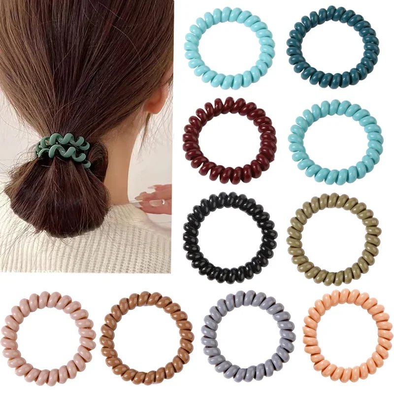 

47 Styles Korean Summer Telephone Wire Elastic Hair Rope Frosted Spiral Cord Rubber Band Hair Tie Stretch Accessories Ornaments