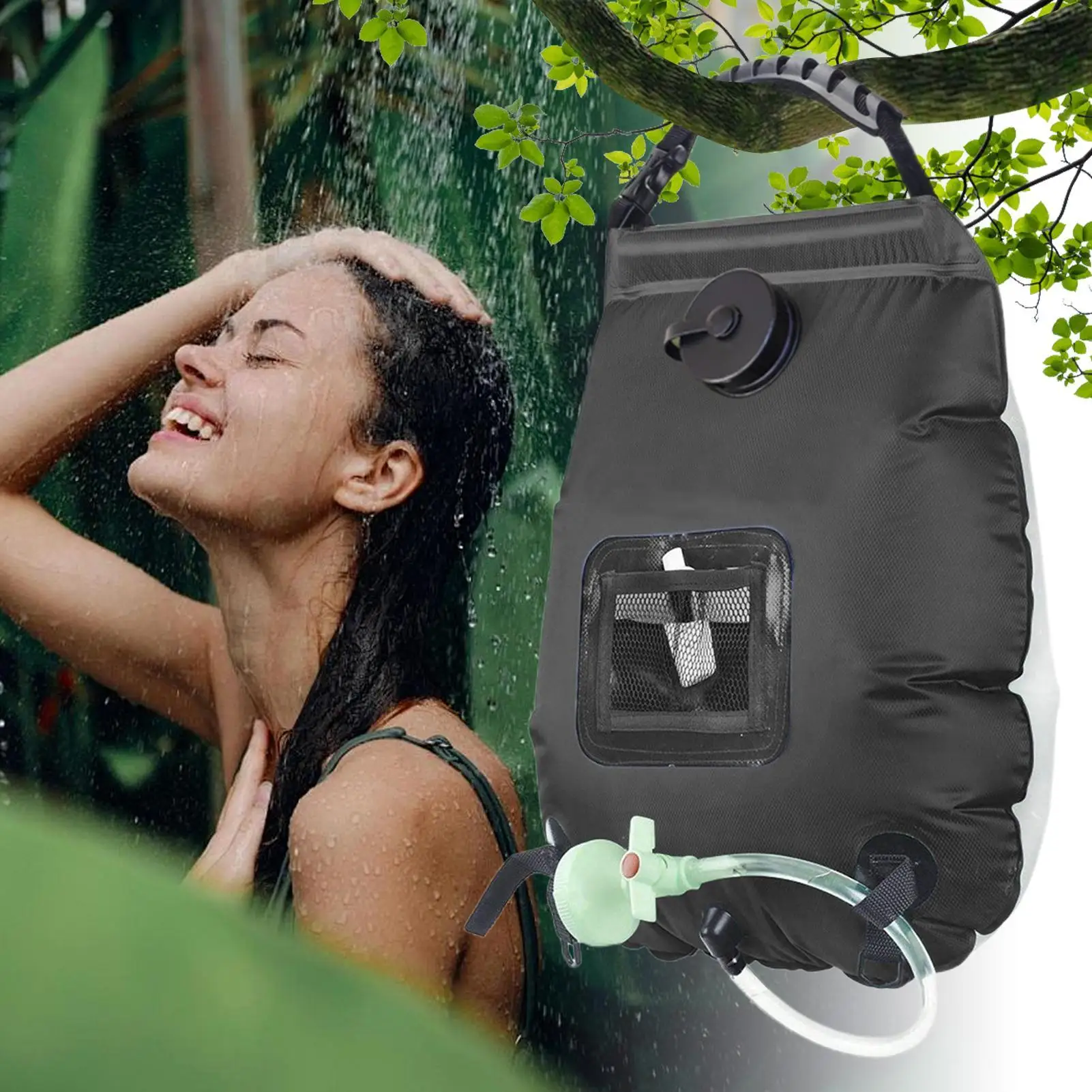 Portable Outdoor Shower 5 Gallon/20L Removable Solar Bath Pouch With Shower Head And Hose Camp Shower Bag For Outdoor Beach