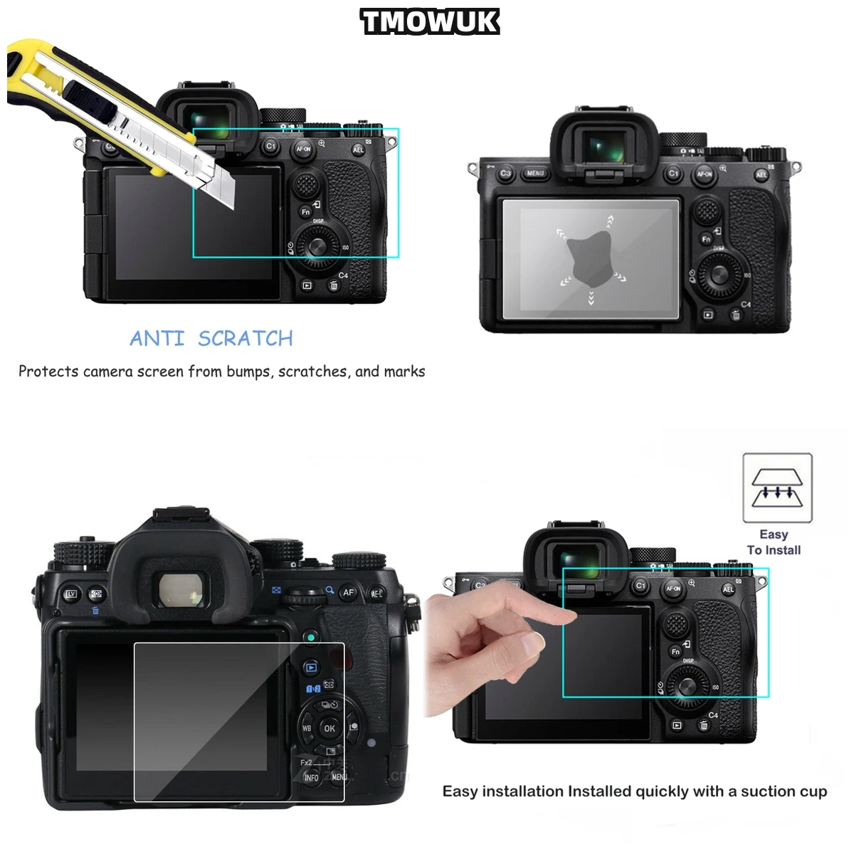 

For A7RII A7RIII A7R4 A7R4A A7SMII A7RMII A7MII A7MIII, Seamless Edge-to-Edge Screen Guard, No Peeling