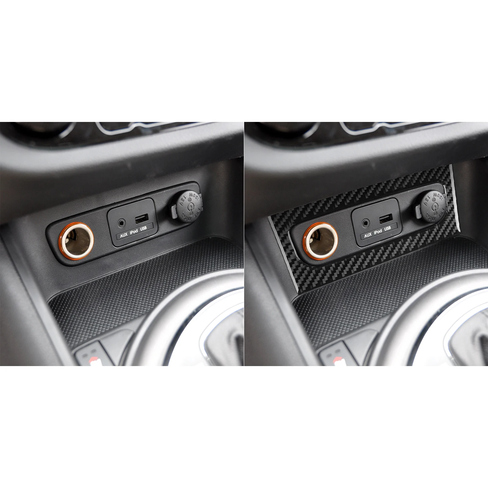 For Kia Sportage 2011-2016 Carbon Fiber Center Cigarette Lighter UBS Frame  Panel Car Accessories Interior Decorative Sticker